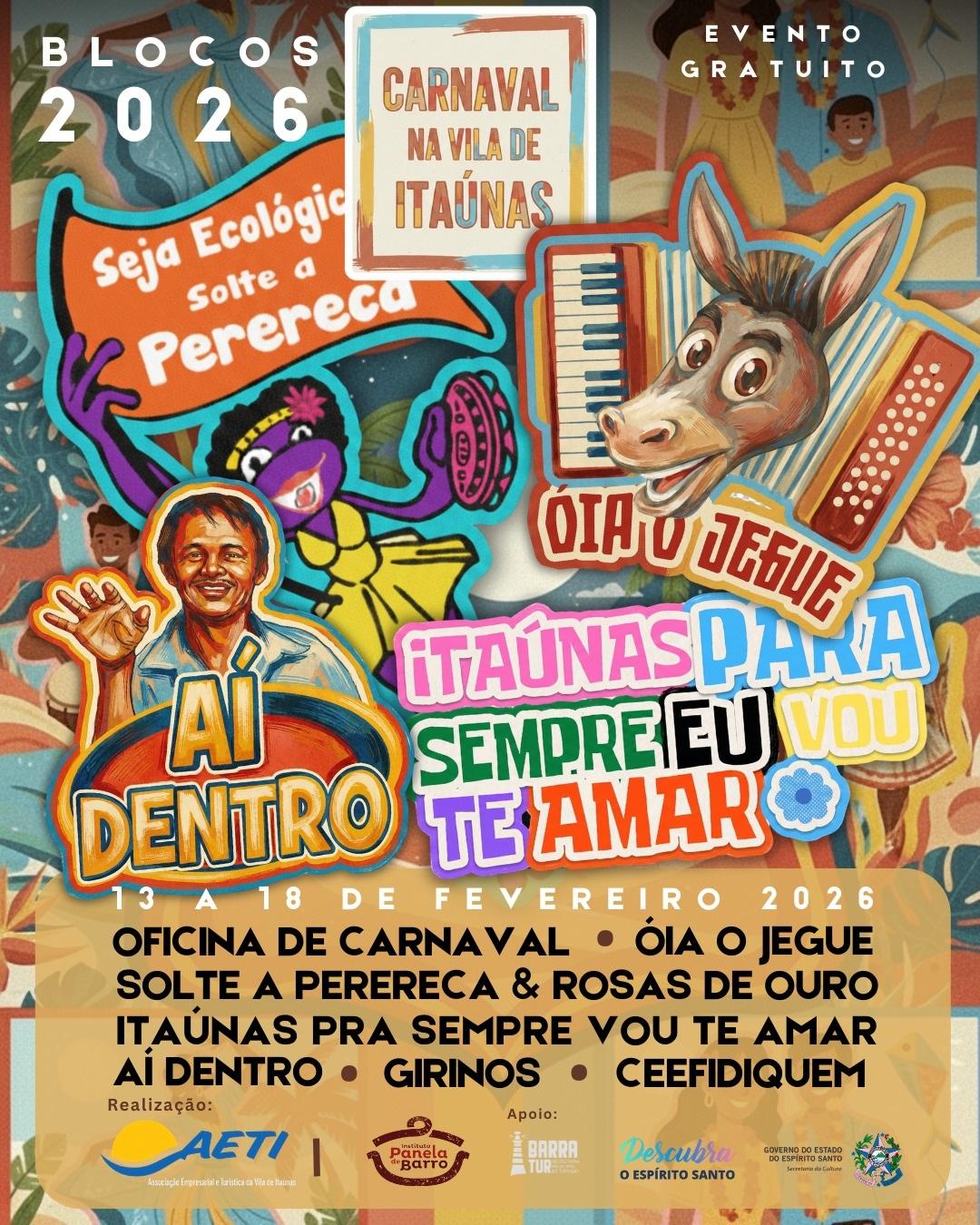 Programação oficial do Carnaval da Vila – Itaúnas 2026 é divulgada