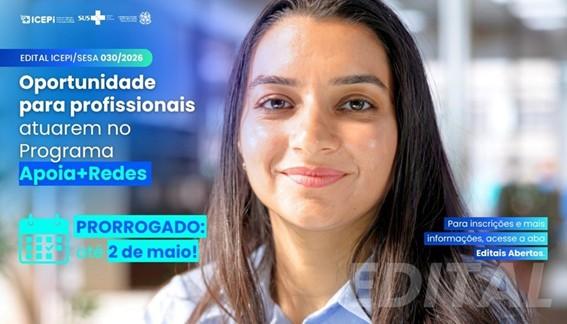 Secretaria de Saúde prorroga inscrições de edital que seleciona profissionais para atuação no Programa Apoia+Redes, no ES