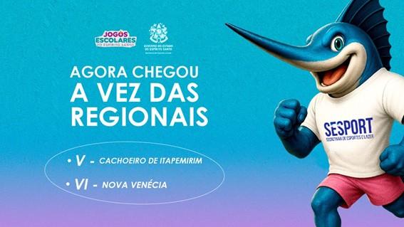 Regionais V e VI dos Jogos Escolares começam na segunda-feira (25) em Cachoeiro de Itapemirim e Nova Venécia, no ES
