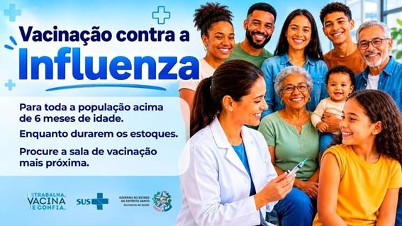 Espírito Santo amplia vacinação contra a influenza para toda a população acima de 6 meses
