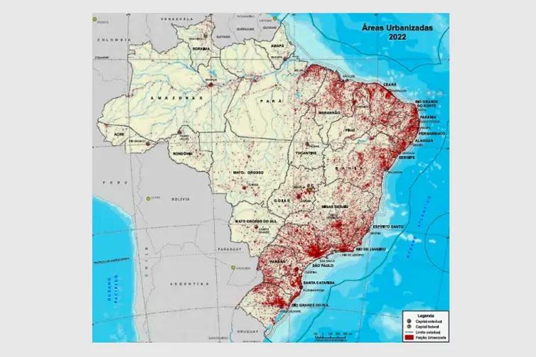 Área urbanizada no Brasil cresceu 12,3% de 2019 a 2022, mostra IBGE