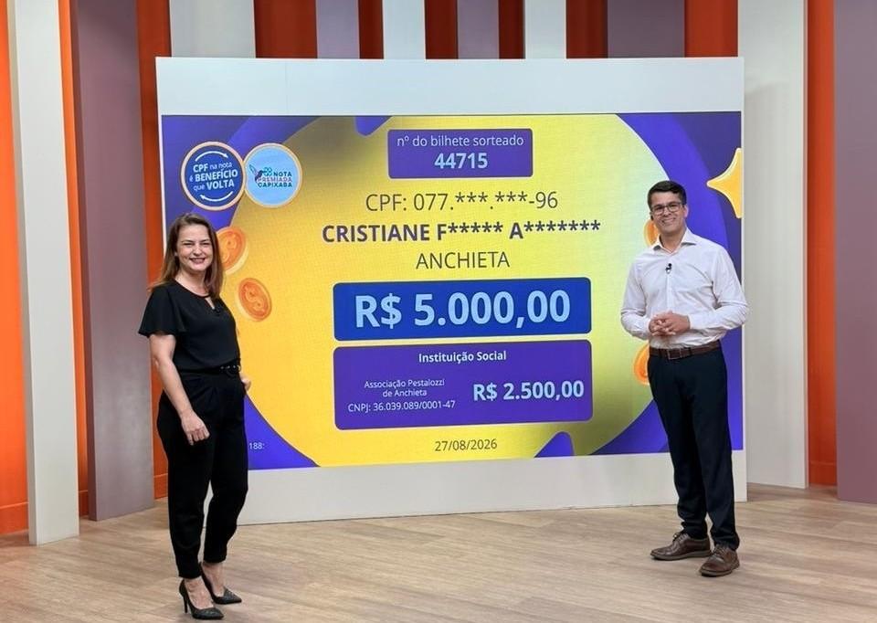 Confira os ganhadores do sorteio de agosto do Nota Premiada Capixaba