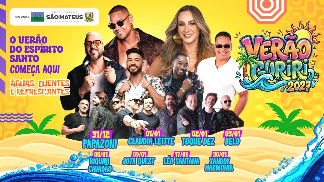 Verão Guriri 2027, em São Mateus, será o maior verão do Espírito Santo, com oito shows nacionais na ilha