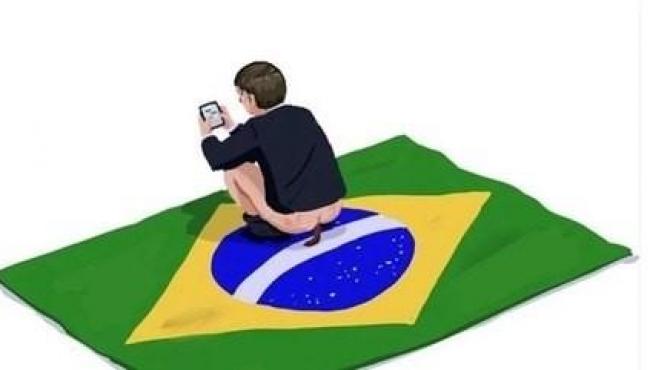 Caixa cancela exposição com imagem de Bolsonaro defecando em bandeira