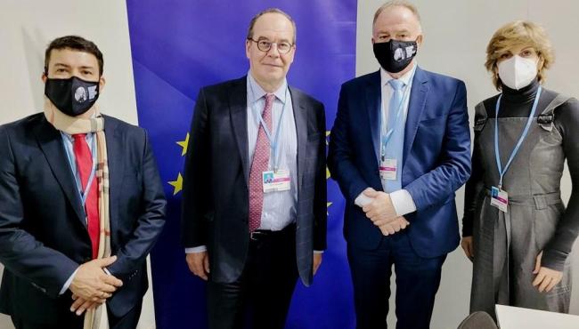 Casagrande se reúne com embaixadores da União Europeia e do Brasil na COP-26