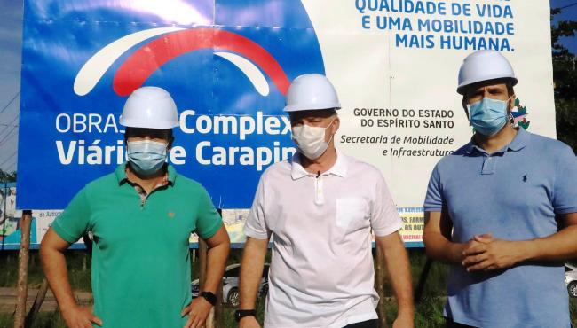 Casagrande visita canteiro de obras do Trevo de Carapina, na Região Metropolitana, neste sábado (22)