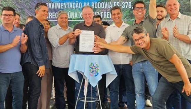 Casagrande vistoria obras da ES-379 em Irupi e anuncia novos investimentos para educação e saúde em Iúna, no ES