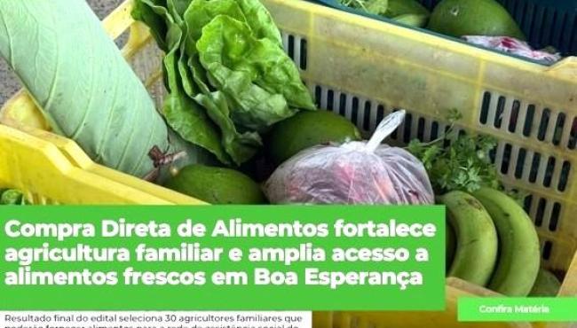 Compra Direta de Alimentos fortalece agricultura familiar e amplia acesso a alimentos frescos em Boa Esperança, no ES