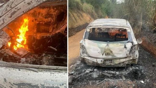 Corpo carbonizado é encontrado dentro de carro incendiado em Jaguaré, ES