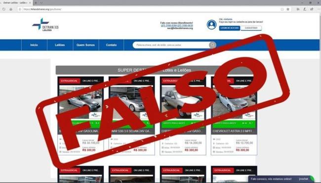 Detran/ES alerta para site falso de leilão em nome do órgão