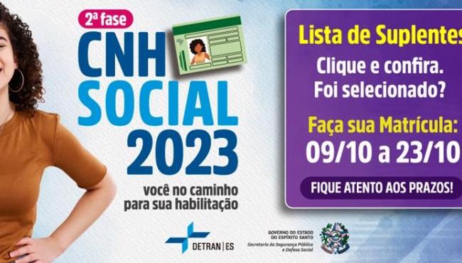 Detran/ES divulga lista de suplentes da 2ª fase do CNH Social 2023