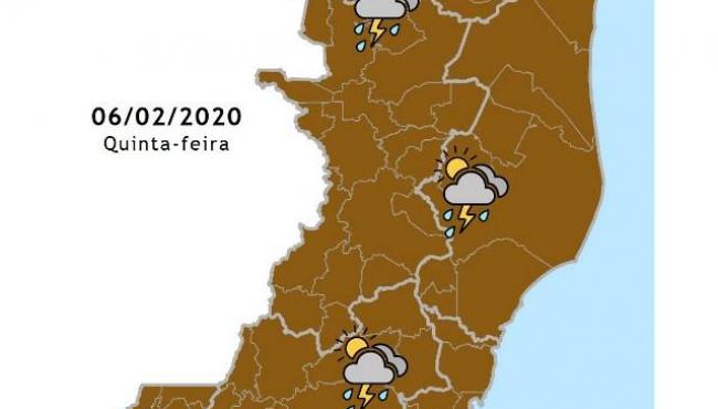 Espírito Santo terá uma quinta-feira (6) com céu nublado e chuva ocasional 