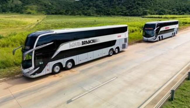 Frota especial dos 80 anos da Viação Águia Branca ganha mais dois ônibus com pinturas históricas