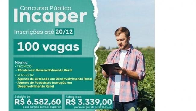 Governo do ES abre inscrições para concurso público do Incaper