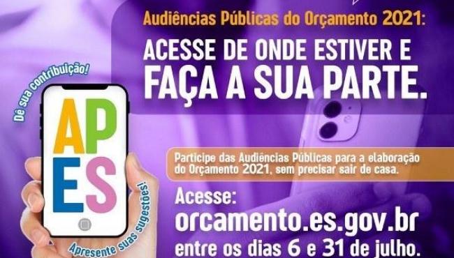 Governo do ES promove audiências públicas para elaboração do Orçamento 2021