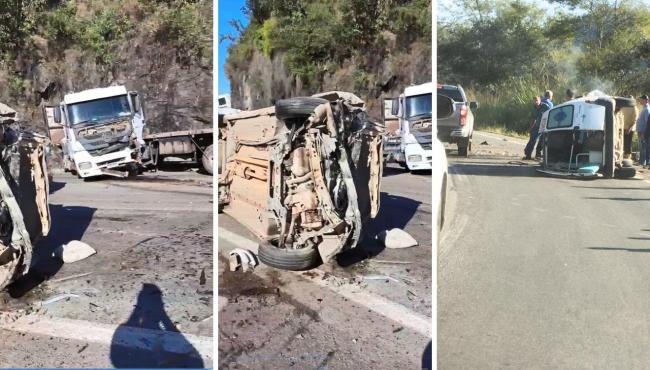 Grave acidente entre ambulância e caminhão na BR-262, no ES