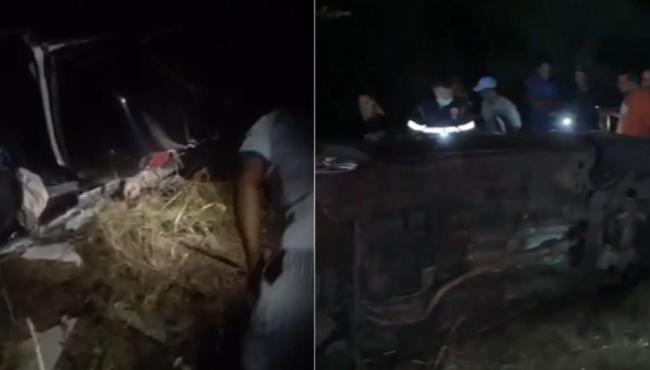 Grave acidente entre caminhão e van deixa seis mortos e dois feridos na BR-116, na Bahia