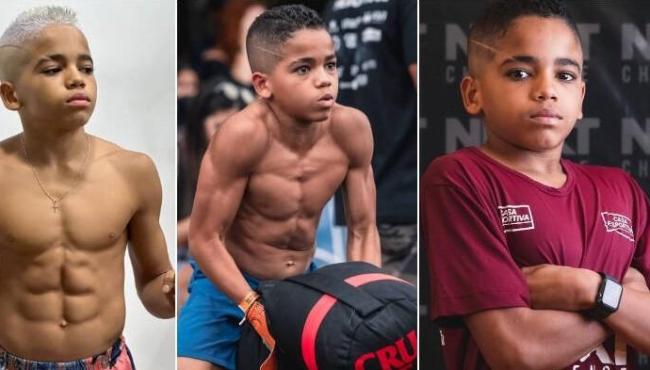 Menino de 12 anos levanta 92 kg de peso, faz 700 abdominais e come oito ovos por dia