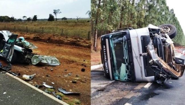 Motorista colide de frente com caminhão na Rodovia MS-306 e deixa duas pessoas mortas