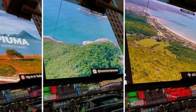 Praias e pontos turísticos de Piúma no ES aparecem em telão da Times Square, em NY