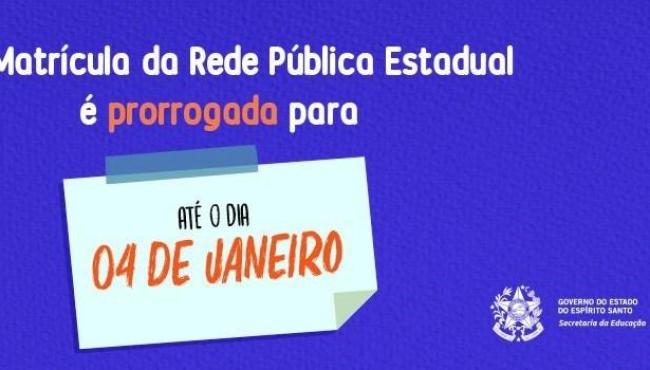 Pré-Matrícula pode ser feita até 4 de janeiro de 2021, no Espírito Santo