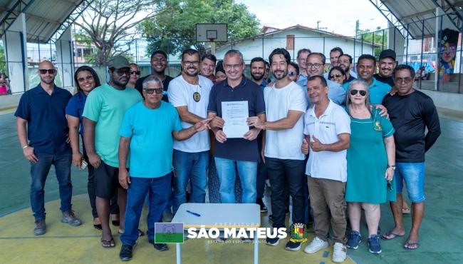 Prefeitura assina ordem de serviço para reforma e revitalização da quadra e praça do Bairro Vitória, em São Mateus, no ES