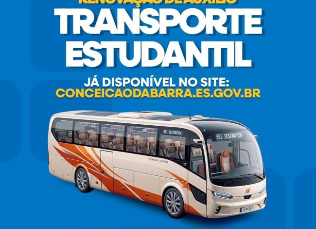 Prefeitura de Conceição da Barra, no ES, abre prazo para renovação do Auxílio Transporte Estudantil 2026