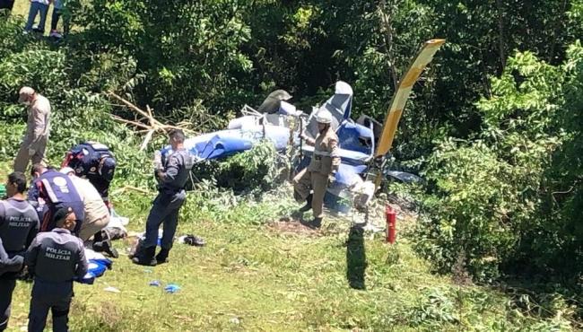 Queda de helicóptero deixa duas pessoas mortas em Vila Velha, ES