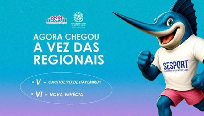 Regionais V e VI dos Jogos Escolares começam na segunda-feira (25) em Cachoeiro de Itapemirim e Nova Venécia, no ES