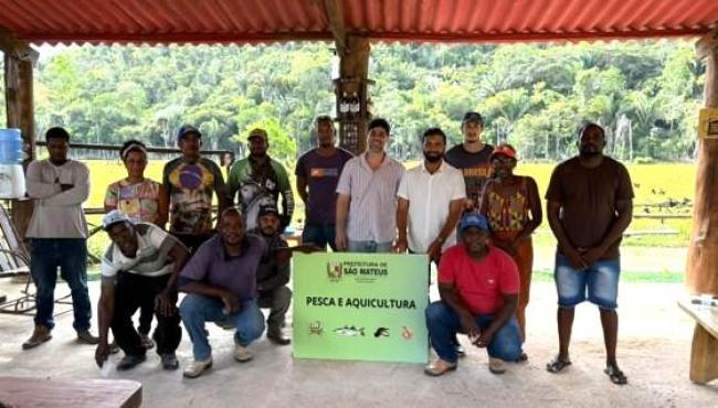 Secretaria de Pesca e Aquicultura promove curso de piscicultura em tanque escavado na comunidade quilombola de Beira Rio, em São Mateus, no ES
