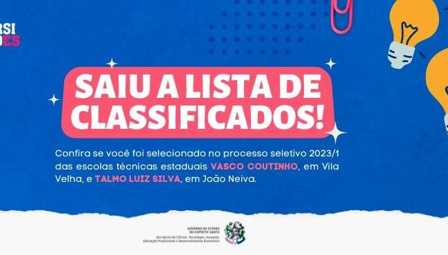Sectides divulga resultado do processo seletivo das escolas técnicas estaduais do ES
