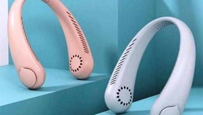 Ventilador de pescoço é wearable estiloso para calorentos