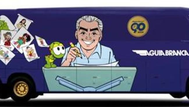 Viação Águia Branca homenageia os 90 anos de Mauricio de Sousa com novo ônibus temático